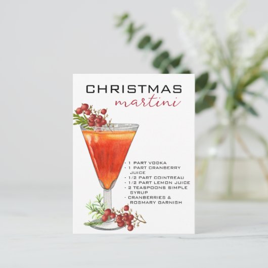 KerstMartini Cocktail Recipe Drink Briefkaart (Staand voorkant)