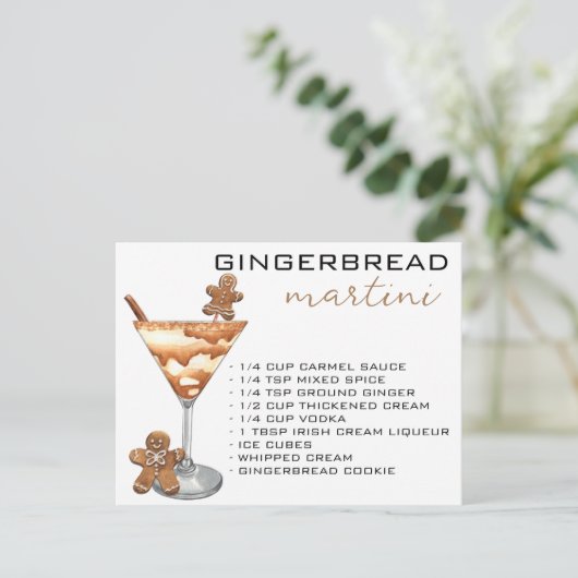 KerstMartini Cocktail Recipe Gingerbrood Briefkaart (Staand voorkant)