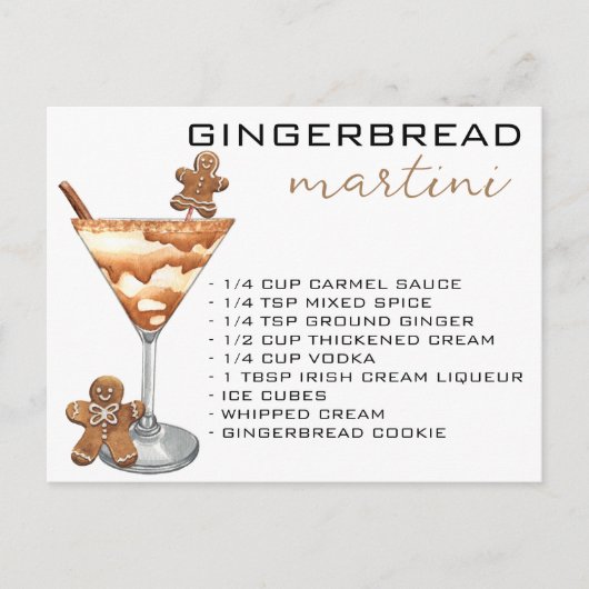 KerstMartini Cocktail Recipe Gingerbrood Briefkaart (Voorkant)