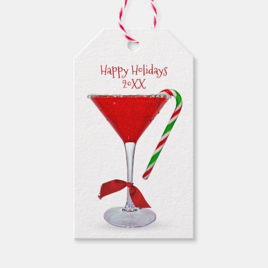 KerstMartini Glass met Bow Cadeaulabel (Voorkant)