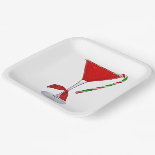 KerstMartini Glass met Bow Papieren Bordje (Gebogen)