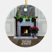 kerstmasker Fireplace Covid Funny 2020 Keramisch Ornament (Voorkant)
