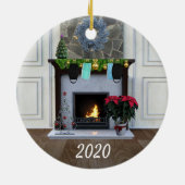 kerstmasker Fireplace Covid Funny 2020 Keramisch Ornament (Achterkant)