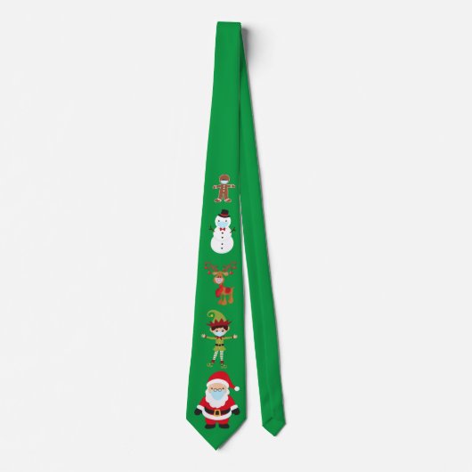 Kerstmasker Kerstmis Covid Kerstman Rendier Nekstr Stropdas (Voorkant)