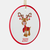 Kerstmasker Rudolph het rendier 2021 Keramisch Ornament (Rechts)