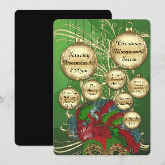 Kerstmaskerade Soiree Kaart (Voorkant / Achterkant)