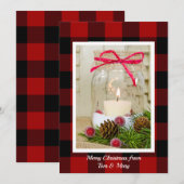 Kerstmason-kaars met pijnhout feestdagenkaart (Voorkant / Achterkant)