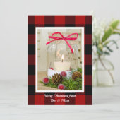 Kerstmason-kaars met pijnhout feestdagenkaart (Staand voorkant)