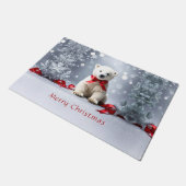 Kerstmat met ijsbeer voor de feestdagen deurmat (Schuin)
