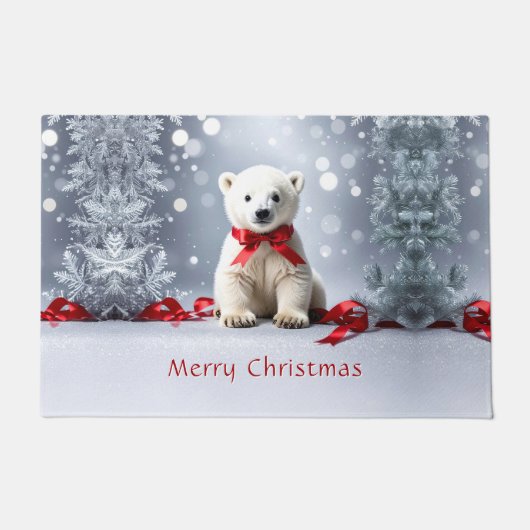 Kerstmat met ijsbeer voor de feestdagen deurmat (Voorkant)