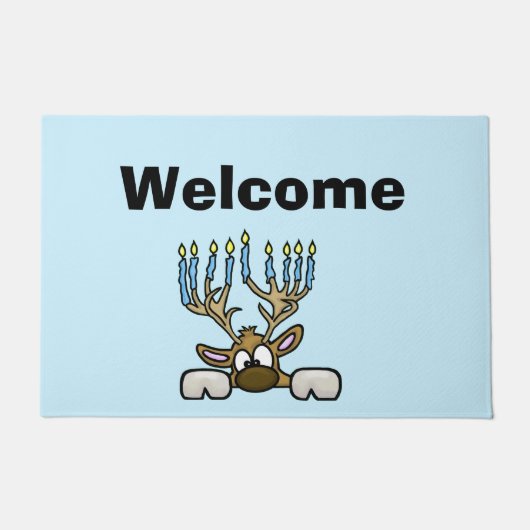 Kerstmat met Menora-gewei rendier voor Chrismukkah Deurmat (Voorkant)