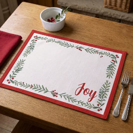 Kerstmat - Rood met bloemen Placemat