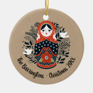 kerstmatryoshka keramisch ornament