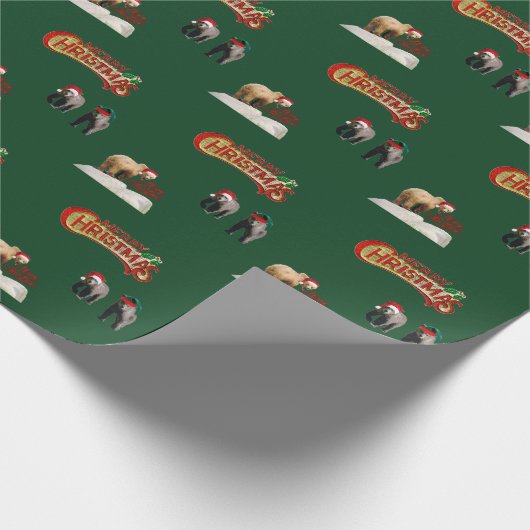 kerstmatte omslagpapier van beren krukken cadeaupapier (Hoek)