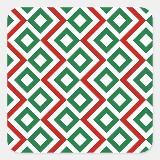 Kerstmeander Vierkante Sticker (Voorkant)