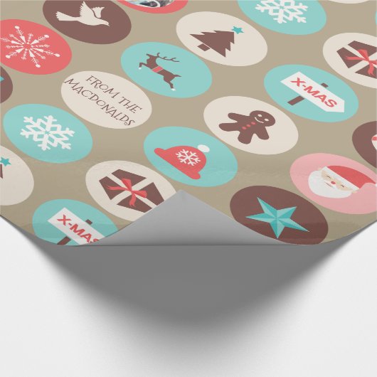 Kerstmedaillons Aangepaste foto's Cadeaupapier (Hoek)