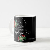 kerstmedewerker Appreciation Floral Black Koffiemok (Voorkant links)