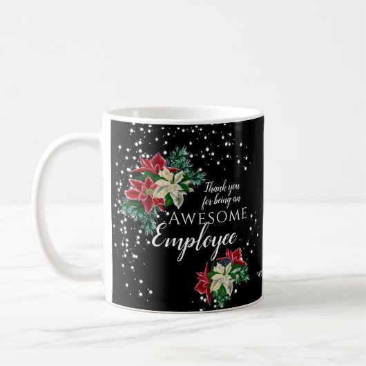 kerstmedewerker Appreciation Floral Black Koffiemok (Links)