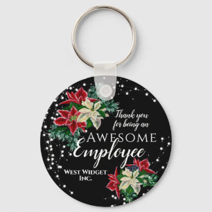 kerstmedewerker Appreciation Floral Black Sleutelhanger