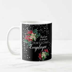 Kerstmedewerker Waardering Bloemstuk Zwart Koffiemok