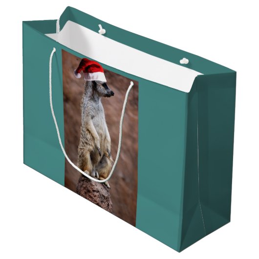 Kerstmeerkat Groot Cadeauzakje (Voorkant Gekanteld)
