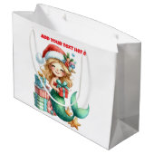 Kerstmeermin grote cadeautas – gepersonaliseerd (Achterkant Gekanteld)