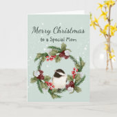 Kerstmees Vogel Aquarel Moeder Kaart (Gele Bloem)