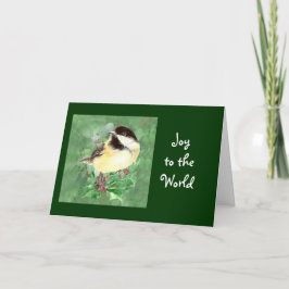 Kerstmees vogel & Hulst Bijbel Schrift Feestdagen Kaart