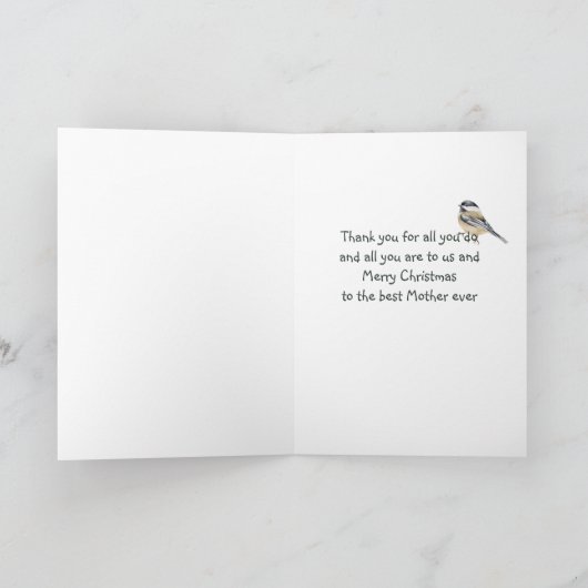 Kerstmees Vogel Watercolor Moeder Kaart (Binnen)