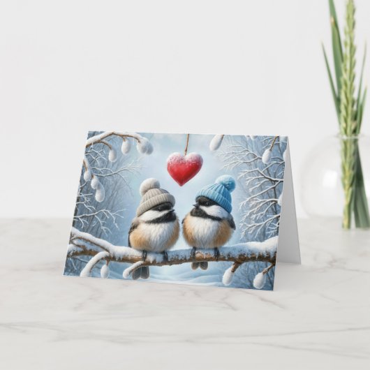 Kerstmeesjes Met Rode Hart Kaart (Voorkant)