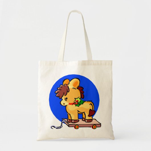 Kerstmeeuw-speelgoed paard tote bag (Voorkant)