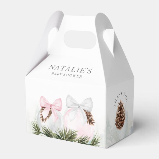 Kerstmeisje Baby shower Roze avor Box Bedankdoosjes (Voorkant Zijde)