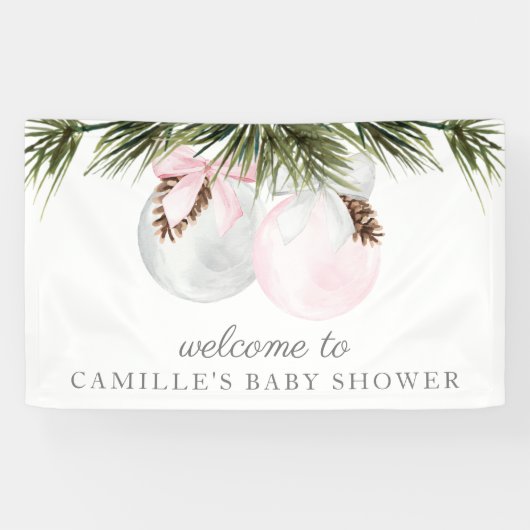 Kerstmeisje Baby shower Welkomstbanner Spandoek (Horizontaal)