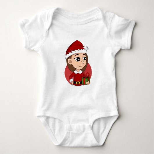 Kerstmeisje cartoon baby-kostuum romper (Voorkant)