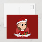 kerstmeisje cartoon briefkaart (Voorkant / Achterkant)