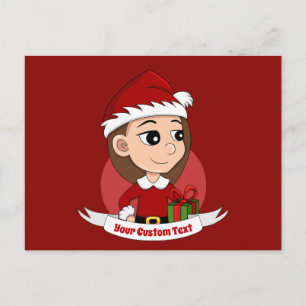 kerstmeisje cartoon briefkaart