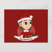 kerstmeisje cartoon briefkaart (Voorkant)