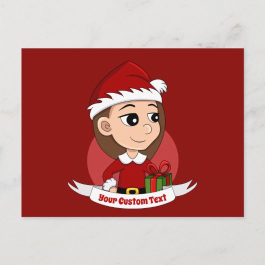 kerstmeisje cartoon briefkaart (Voorkant)