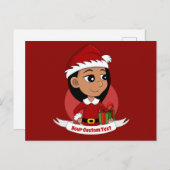 kerstmeisje cartoon briefkaart (Voorkant / Achterkant)