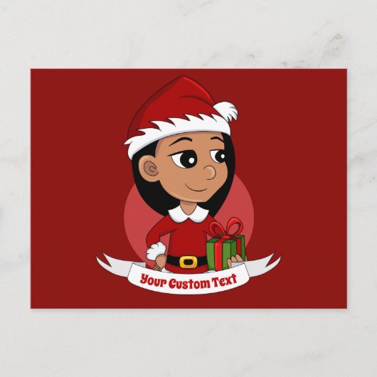 kerstmeisje cartoon briefkaart (Voorkant)