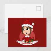 kerstmeisje cartoon briefkaart (Voorkant / Achterkant)