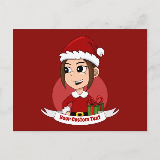 kerstmeisje cartoon briefkaart (Voorkant)