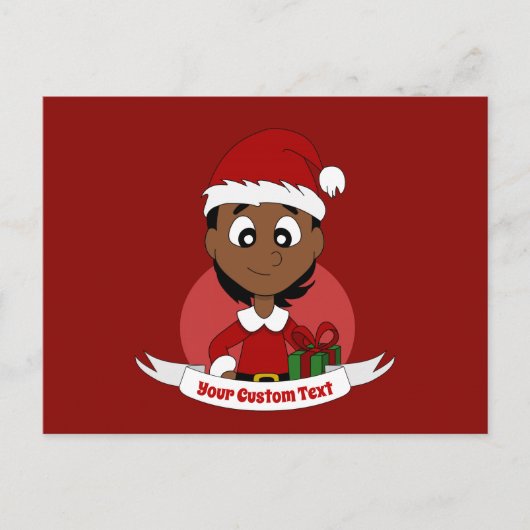 Kerstmeisje cartoon briefkaart (Voorkant)