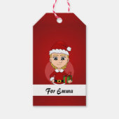 kerstmeisje cartoon cadeau labels cadeaulabel (Voorkant)