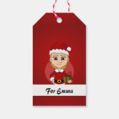kerstmeisje cartoon cadeau labels cadeaulabel (Achterkant)