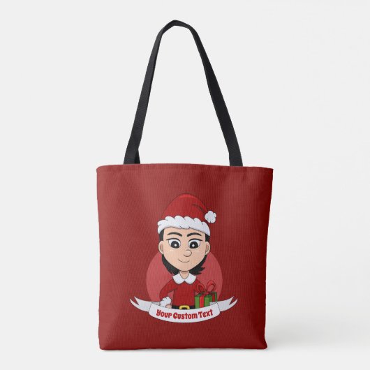 Kerstmeisje cartoon canvas tas (Achterkant)