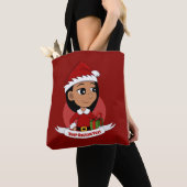 Kerstmeisje cartoon canvas tas (Dichtbij)