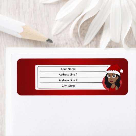 Kerstmeisje cartoon etiket (Insitu)