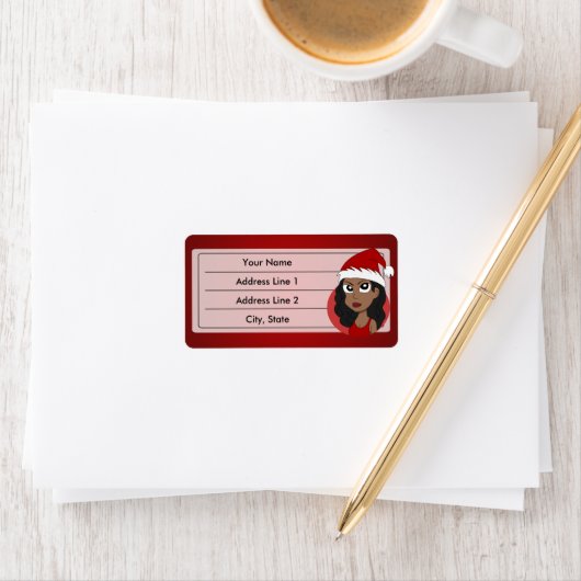 Kerstmeisje cartoon etiket (Insitu)