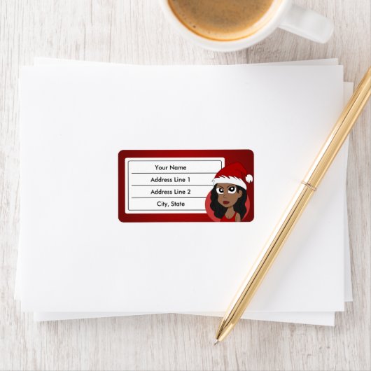 Kerstmeisje cartoon etiket (Insitu)